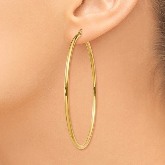 10k Gold Hoop Earrings- 2 1/2 inches long - Picture 3 of 5